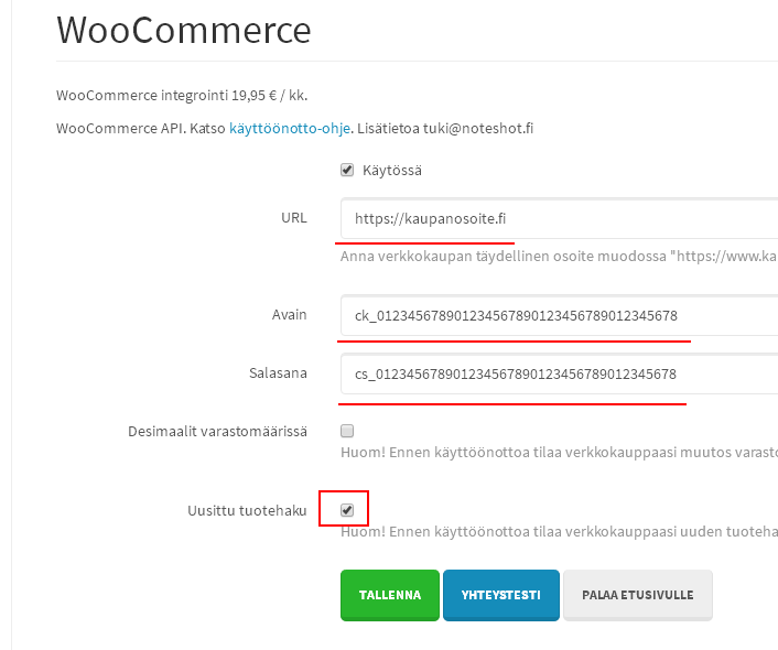 WooCommerce verkkokauppa myymälän kassa ja integroitu korttimaksupääte